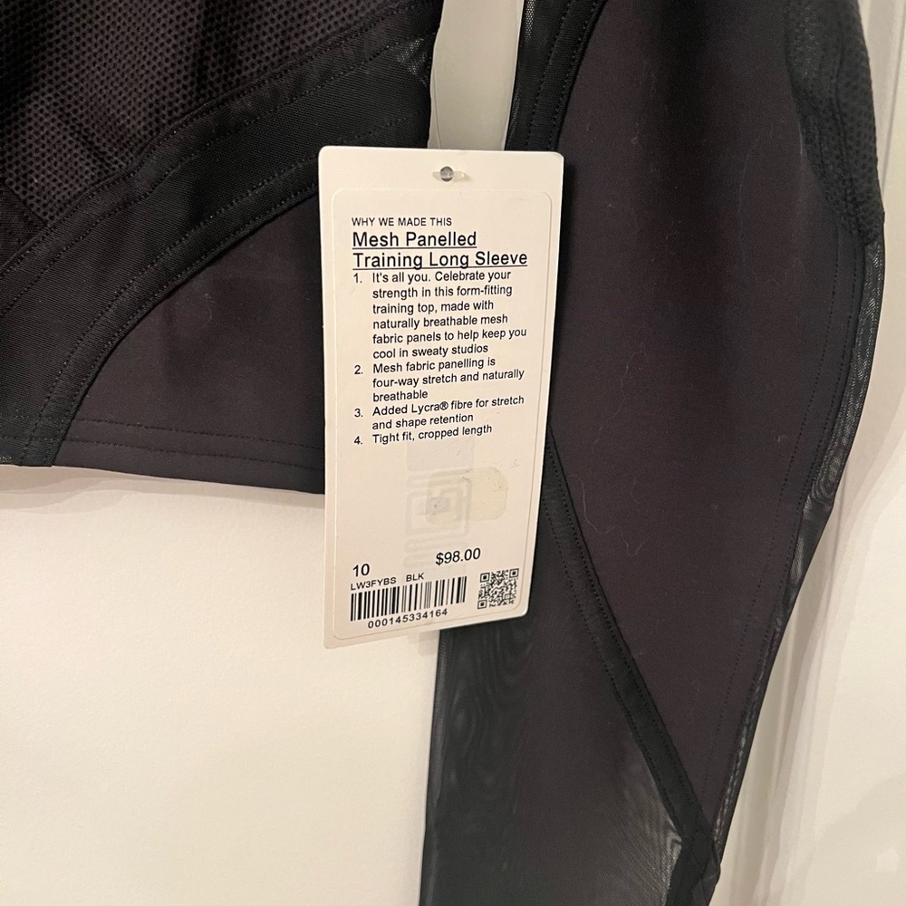 lululemon athletica Black Mesh Long Sleeve Top